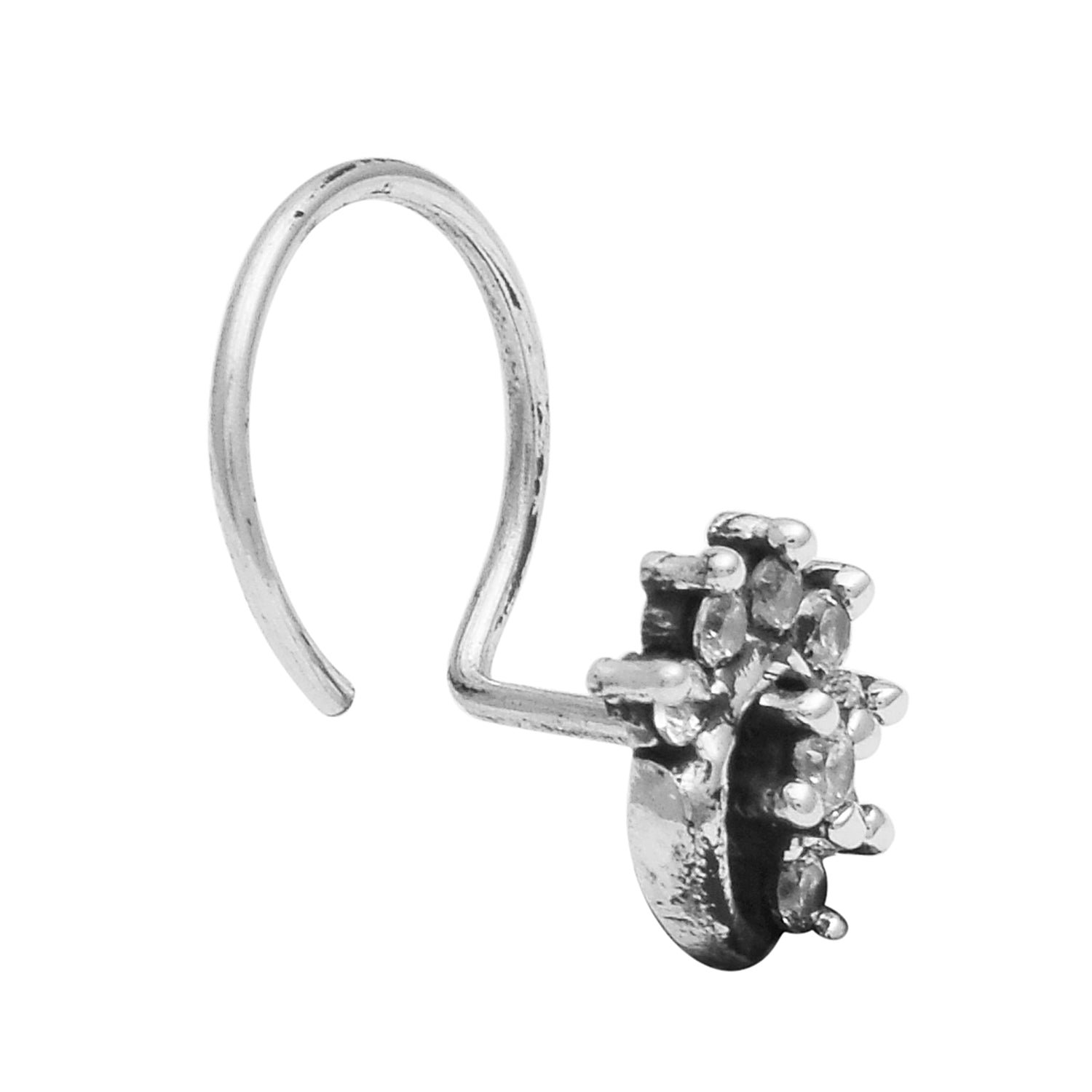Anuradha Art Silver Oxidised Nose Ring For Women - EASYCART